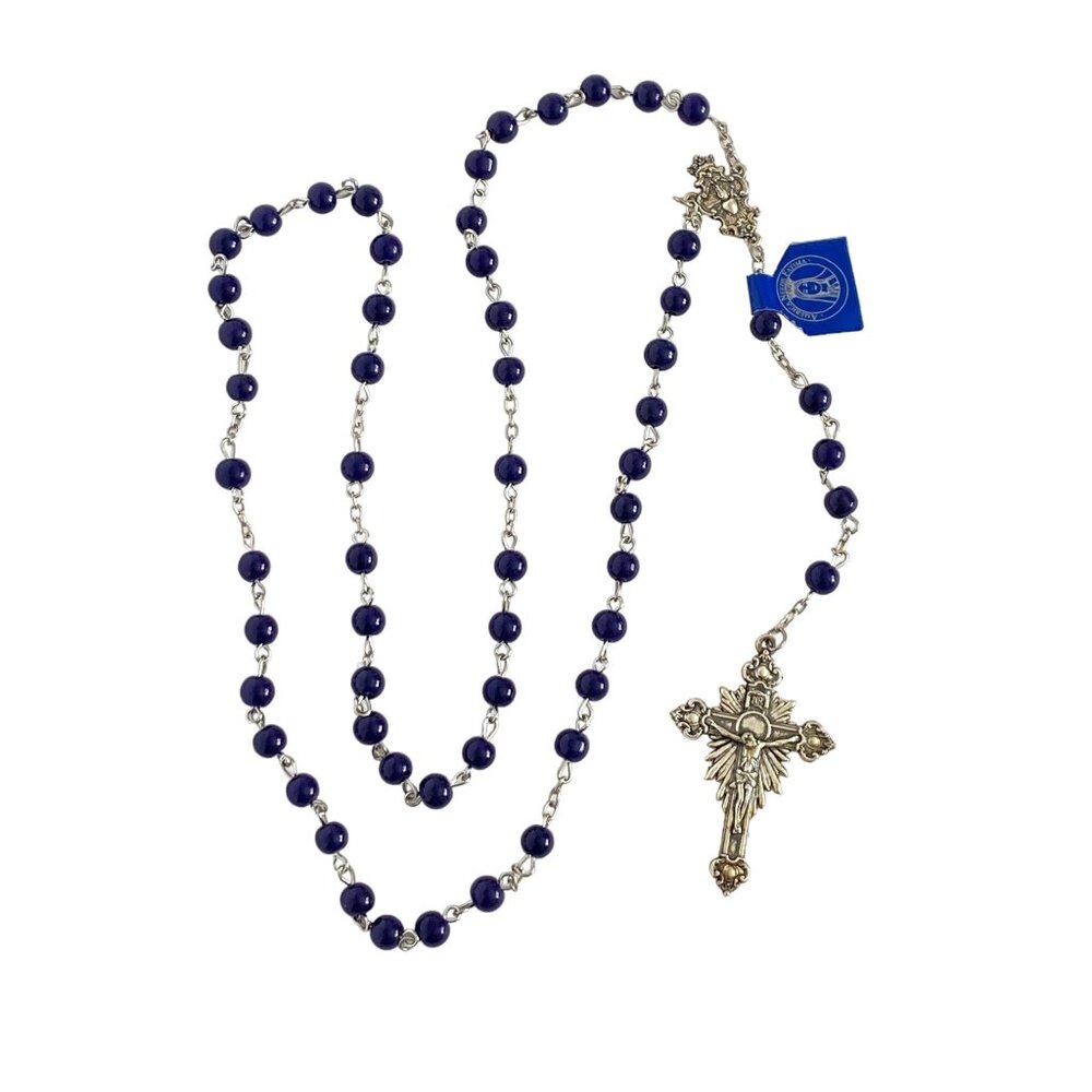America Needs Fatima 1917 2017 100 Year Anniversary Rosary Blue Glass Italy